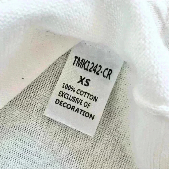 THML Short Sleeve Sheer White Fringe Sweater Size Small - Picture 12 of 13